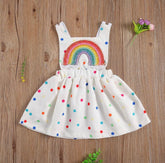 White Rainbow Polka Dot Dress.